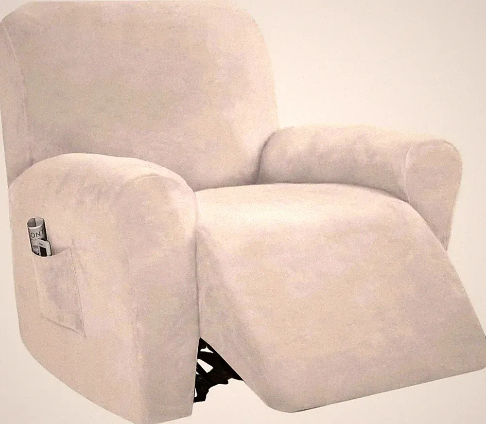 4-Pieces Recliner Chair Cover Velvet Stretch Recliner Couch Covers Non Slip