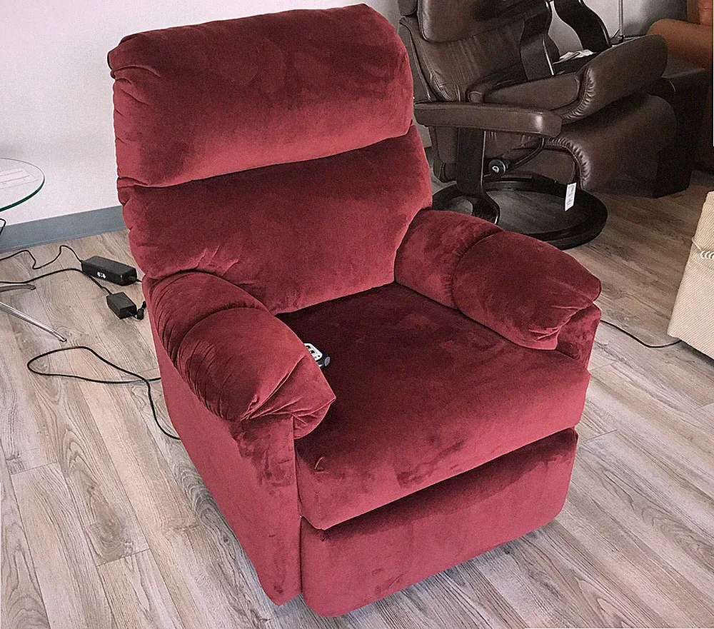 Best Furniture Balmore Small Power Recliner Chair 2NW64 - Red Fabric 22148