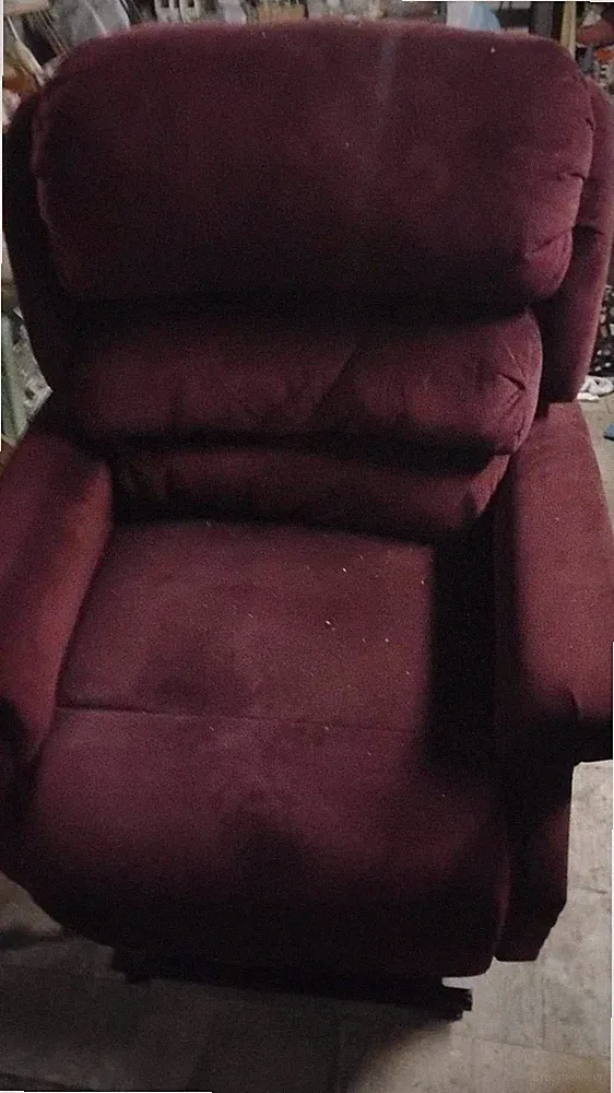 Burgundy Velvet Electric Recliner Armchair, Metal Frame, Living Room