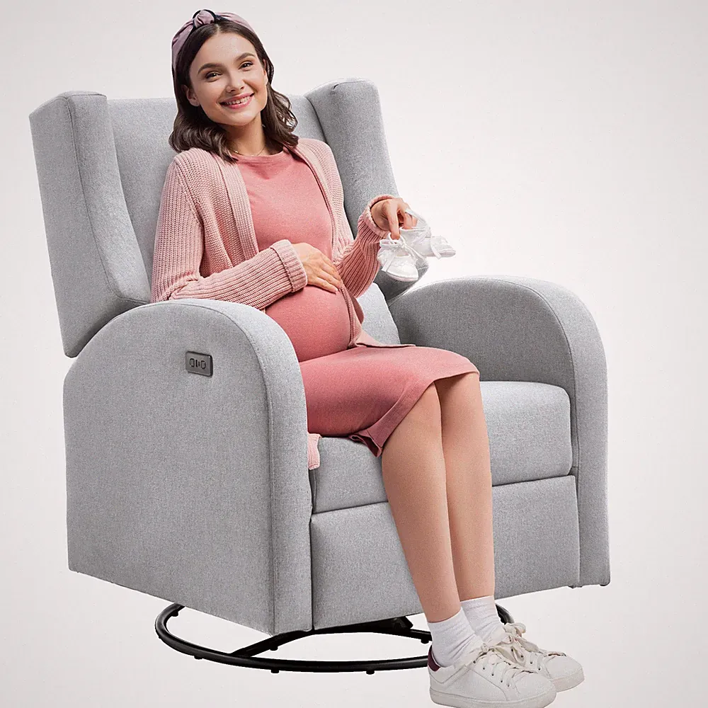 Electronic Power Recliner and Swivel Glider Adjustable Angle Off White