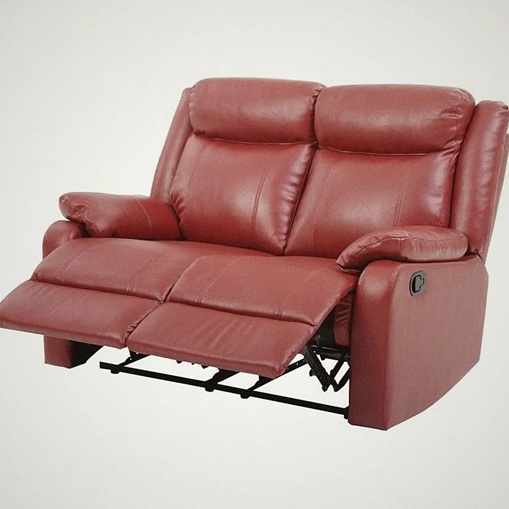 Glory Furniture Ward Faux Leather Double Reclining Loveseat in Red