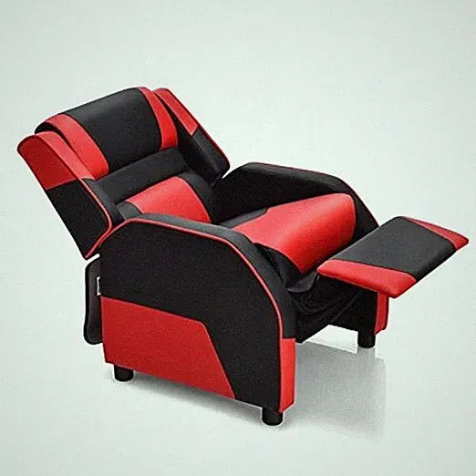 Kids Recliner, PU Leather Kid Lounge Chair w/Footrest, Armrest, Headrest & Red