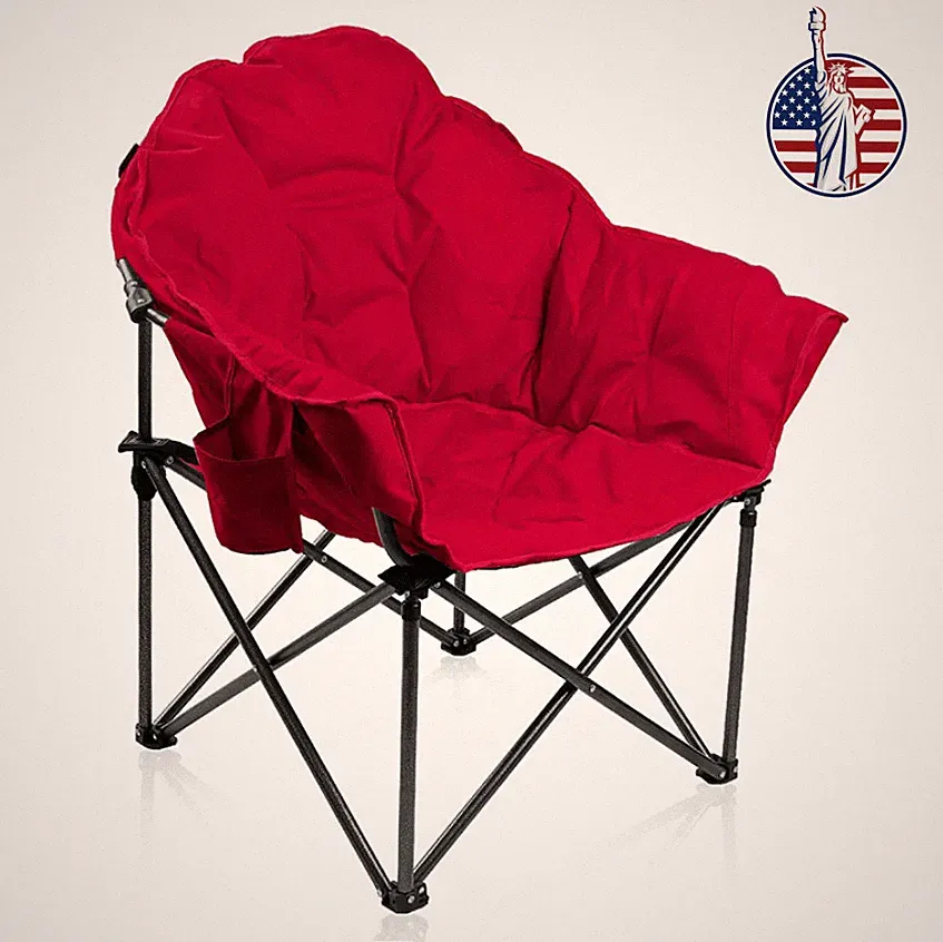 Oversized Folding Camping Chairs Padded Moon Chair Saucer Recliner w/ Carry Bag