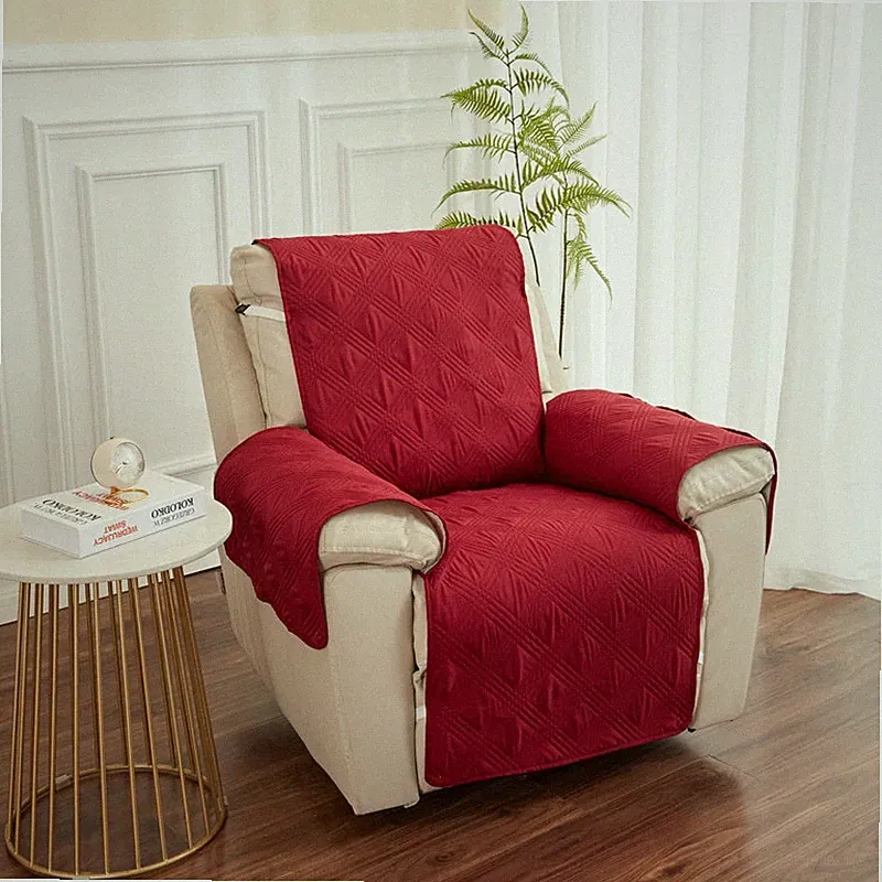 Quilted Recliner Chair Couch Slipcover Mat Armchair Throw Sofa Cover Solid Color