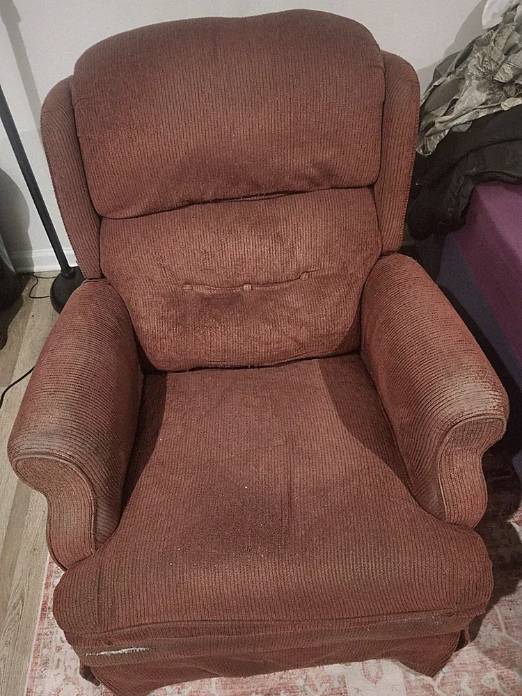 Recliner Chair Dark Red Fabric Adjustable Footrest for Living Room Bedroom