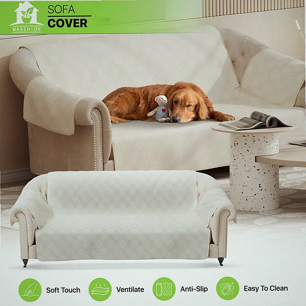Sofa Covers Water-Resistant Furniture Protector Pet Quilted Sofa Couch Slipcover