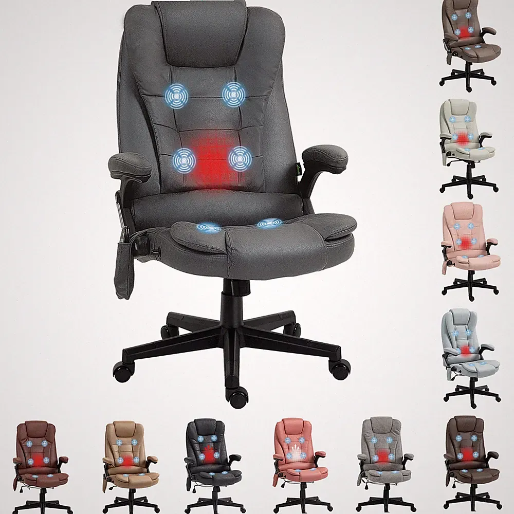 Vinsetto 6 Point Vibrating Microfiber Massage Office Chair with Heat