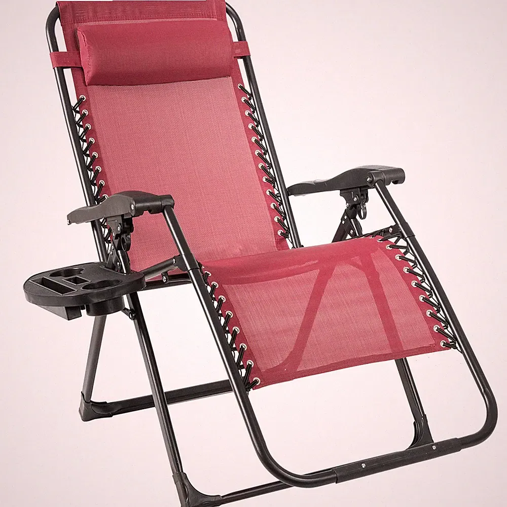 Zero Gravity Chair Oversize Lounge Chair Patio Heavy Duty Folding Recliner Red